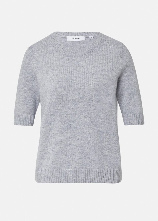 Strickpullover aus Wollmix mit halblangem Ärmel