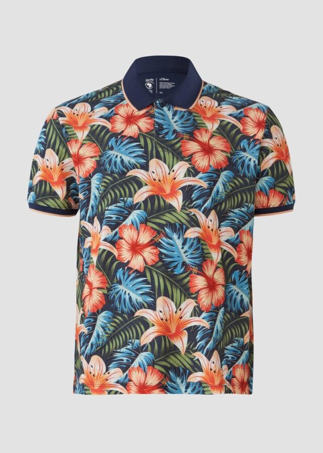 Poloshirt aus Baumwolle mit All-over-Print