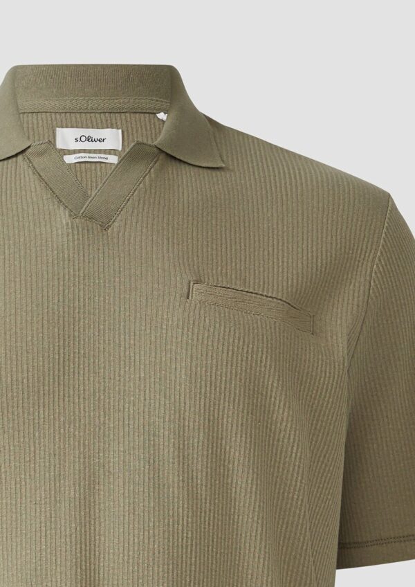 Poloshirt aus Leinenmix mit Brusttasche