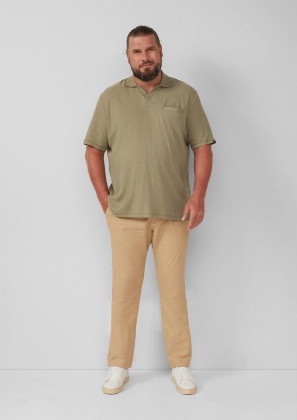 Poloshirt aus Leinenmix mit Brusttasche