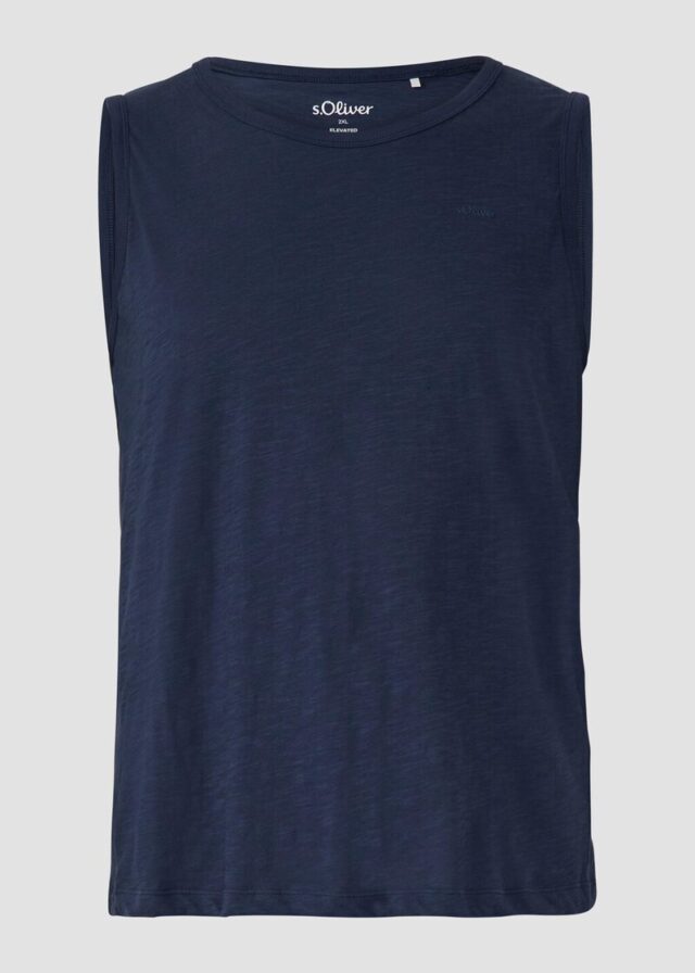 Baumwoll-Tanktop mit Flammgarnstruktur