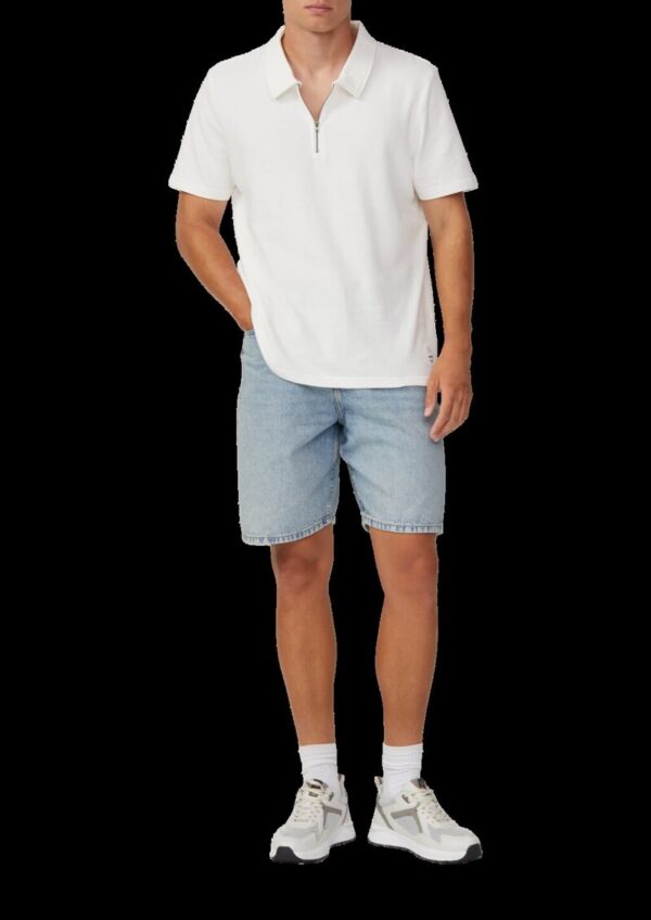 Gewaschenes Polo-Shirt mit Reißverschluss aus Strukturjersey