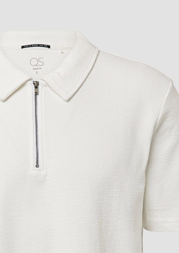 Gewaschenes Polo-Shirt mit Reißverschluss aus Strukturjersey