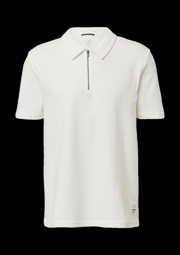 Gewaschenes Polo-Shirt mit Reißverschluss aus Strukturjersey