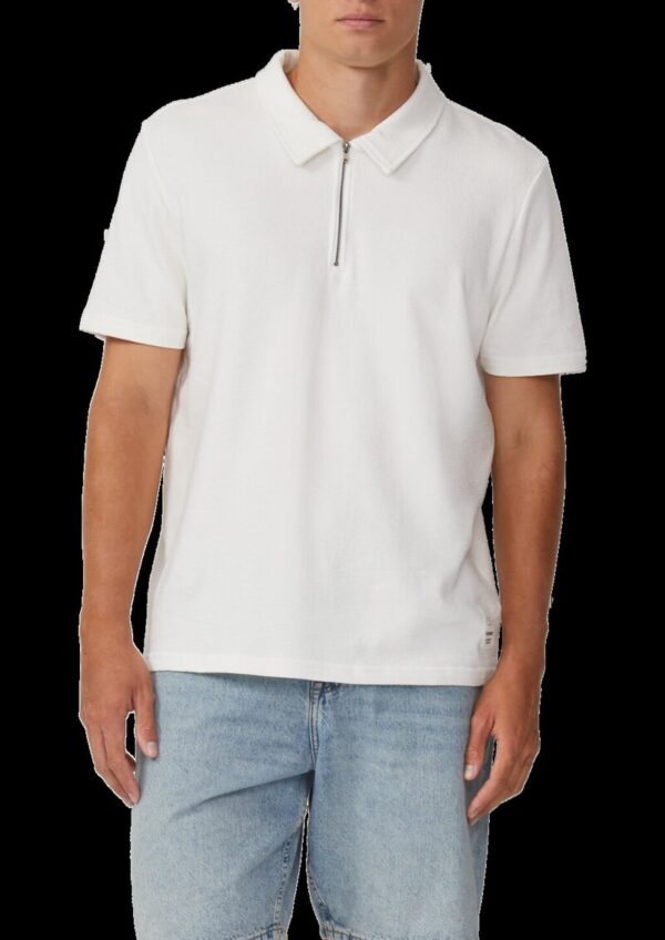 Gewaschenes Polo-Shirt mit Reißverschluss aus Strukturjersey