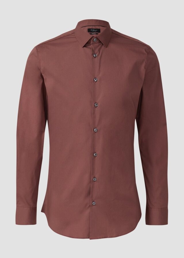 Tailored Fit: Baumwollstretch-Hemd mit Kentkragen