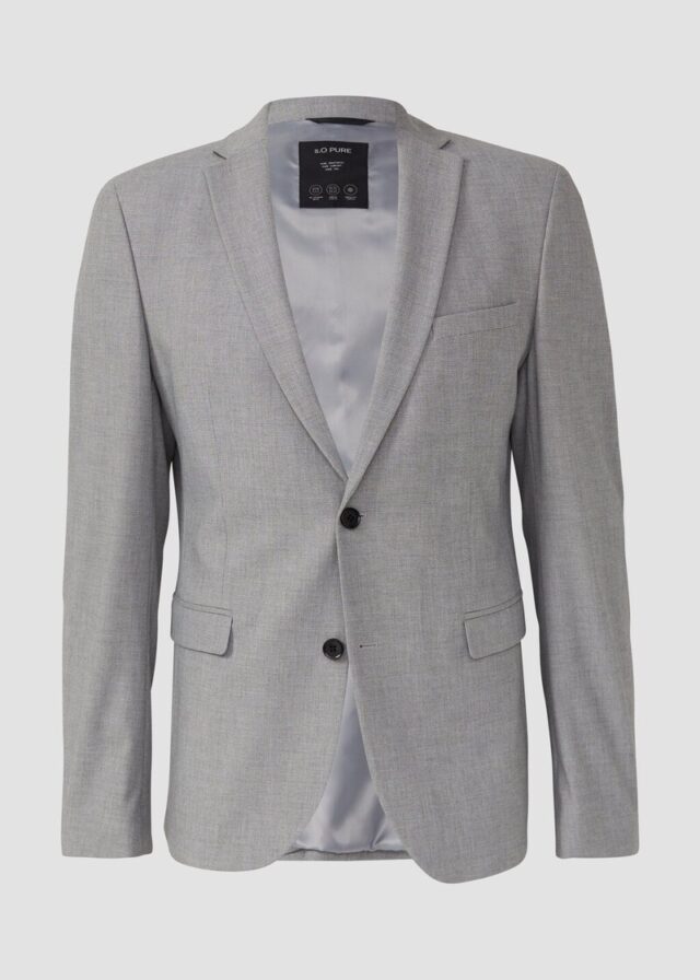s.O PURE: Strukturiertes Anzugsakko im Slim Fit