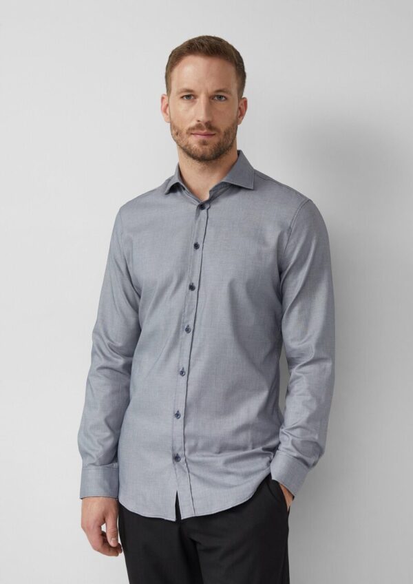 Tailored Fit: Langarmhemd mit feiner Webstruktur