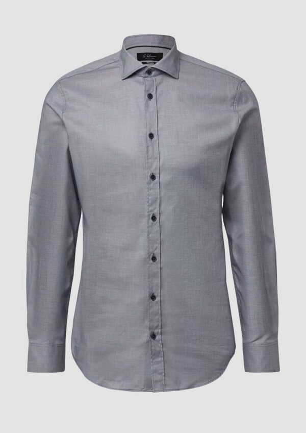 Tailored Fit: Langarmhemd mit feiner Webstruktur