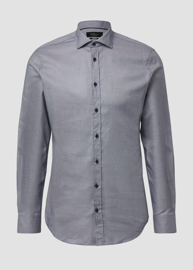 Tailored Fit: Langarmhemd mit feiner Webstruktur