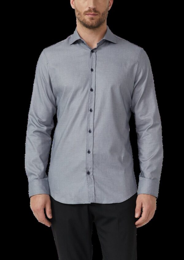 Tailored Fit: Langarmhemd mit feiner Webstruktur