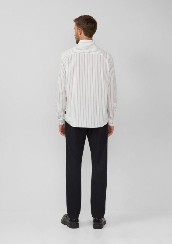 Regular Fit: Gestreiftes Langarmhemd aus Baumwollstretch