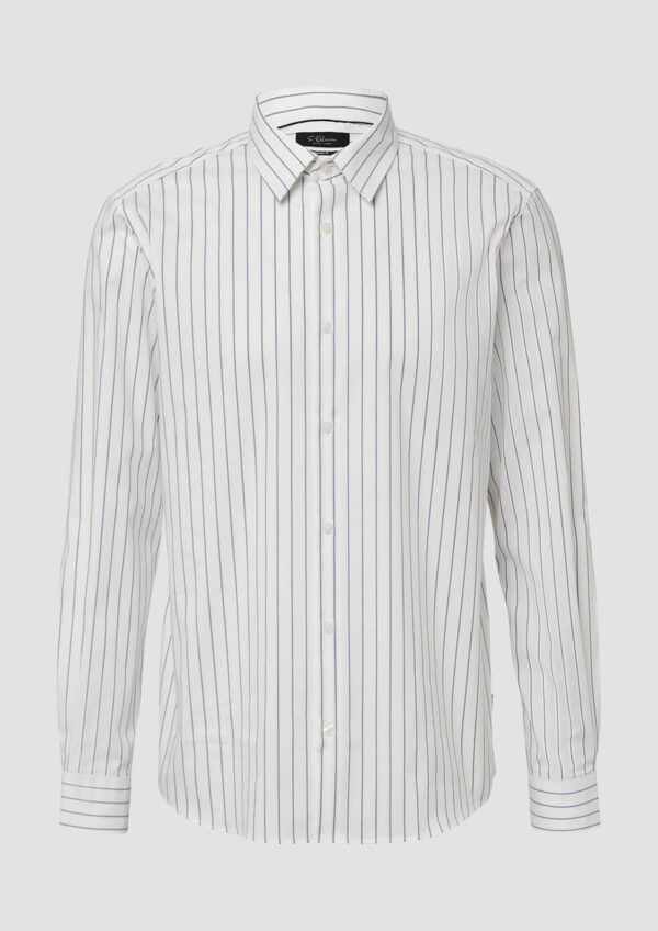 Regular Fit: Gestreiftes Langarmhemd aus Baumwollstretch