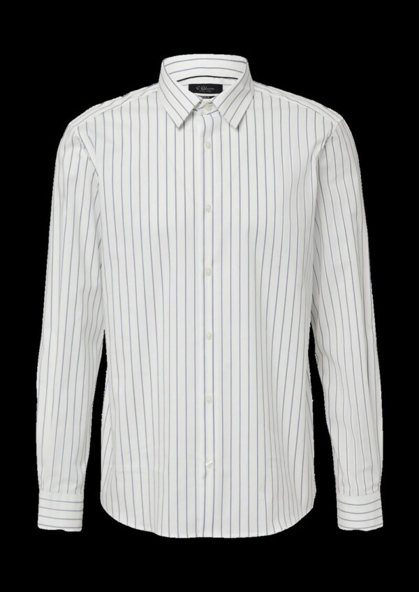 Regular Fit: Gestreiftes Langarmhemd aus Baumwollstretch