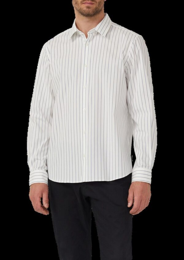 Regular Fit: Gestreiftes Langarmhemd aus Baumwollstretch