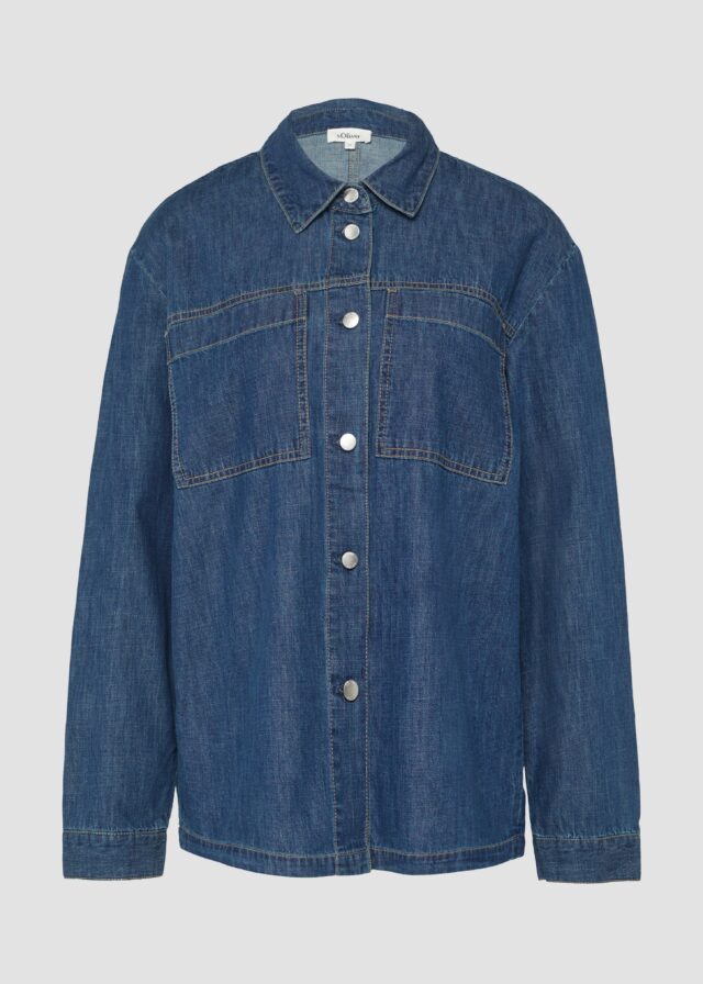 Jeans-Overshirt mit Knopfleiste und aufgesetzten Taschen