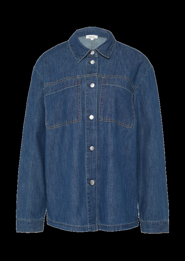 Jeans-Overshirt mit Knopfleiste und aufgesetzten Taschen