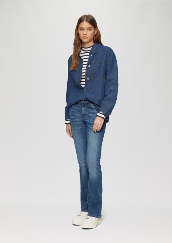 Jeans-Overshirt mit Knopfleiste und aufgesetzten Taschen
