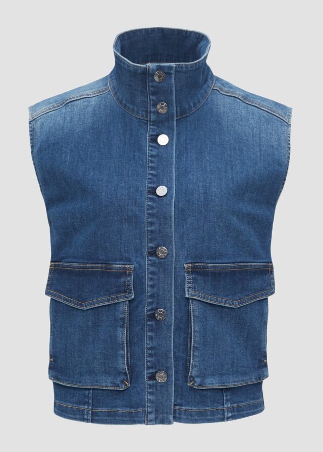 Jeansweste mit Stehkragen