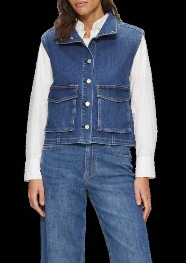 Jeansweste mit Stehkragen