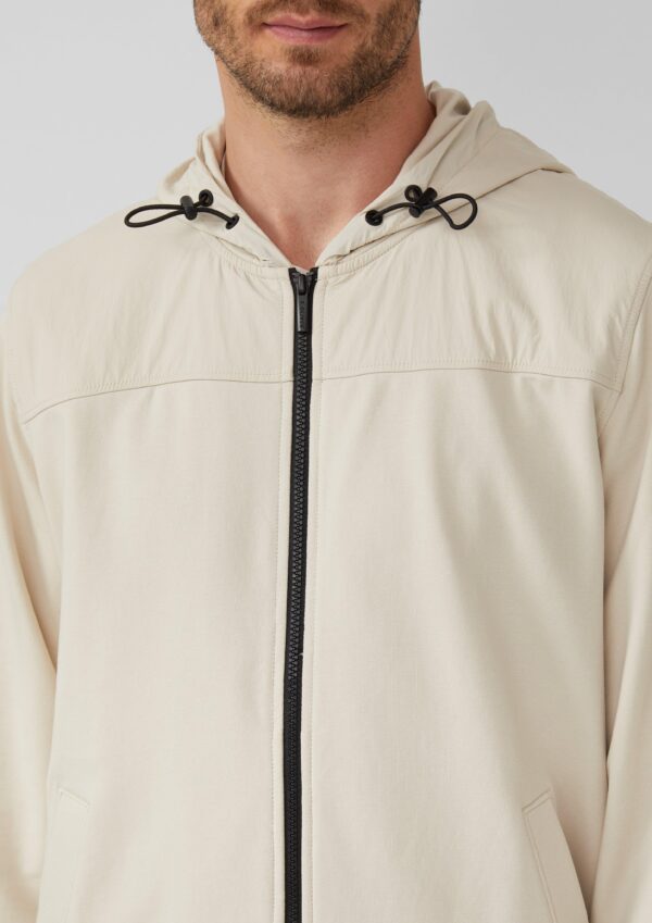 Sweatshirt-Jacke im Materialmix mit hochwertigen Details