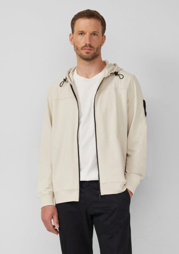 Sweatshirt-Jacke im Materialmix mit hochwertigen Details