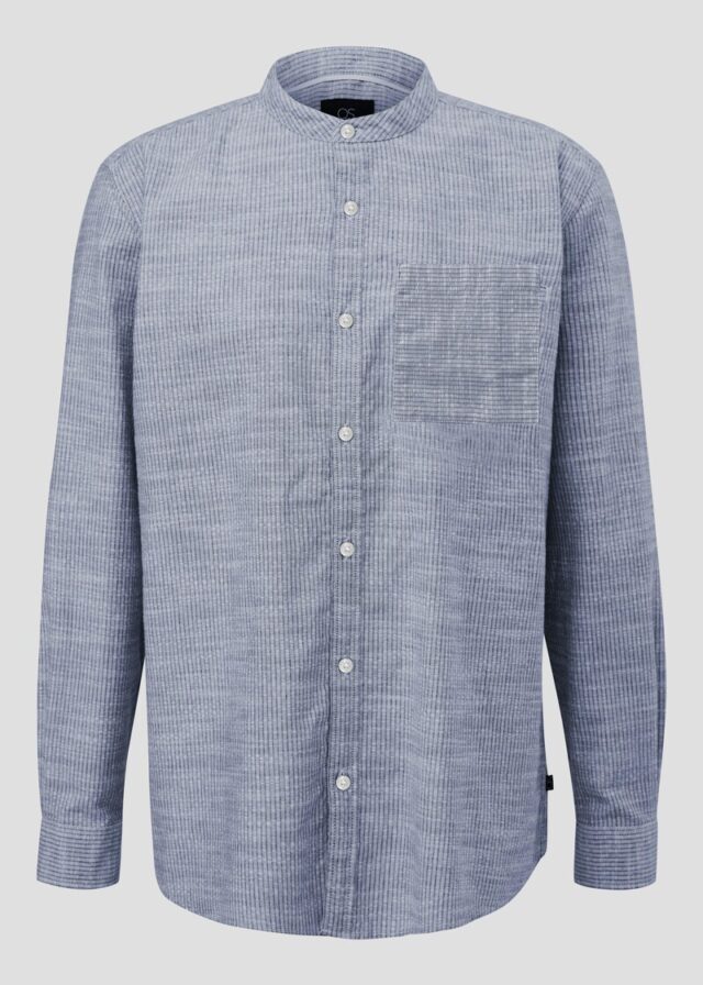 Regular Fit: Streifenhemd mit Flammgarnstruktur