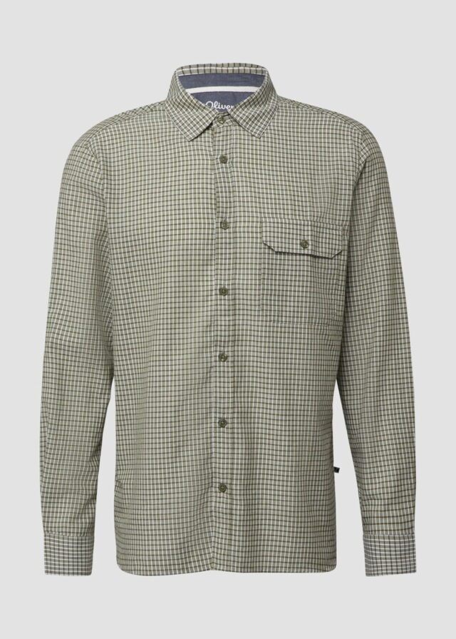 Regular Fit: Kariertes Baumwollhemd mit Kentkragen