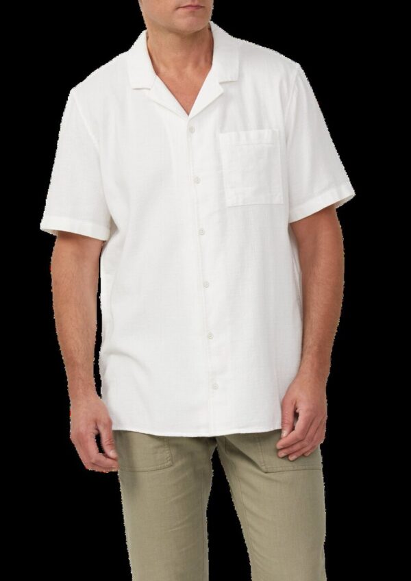 Resort Fit: Strukturiertes Kurzarm-Hemd mit Brusttasche
