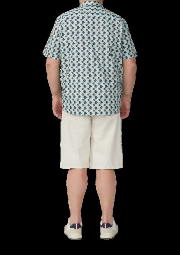 Regular Fit: Gemustertes Kurzarmhemd aus Baumwollstretch