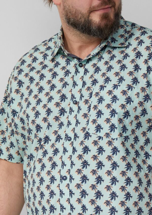 Regular Fit: Gemustertes Kurzarmhemd aus Baumwollstretch