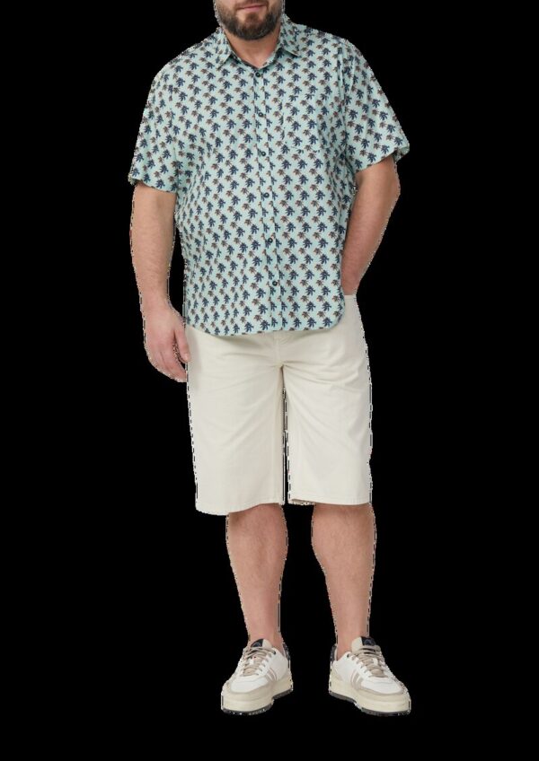 Regular Fit: Gemustertes Kurzarmhemd aus Baumwollstretch