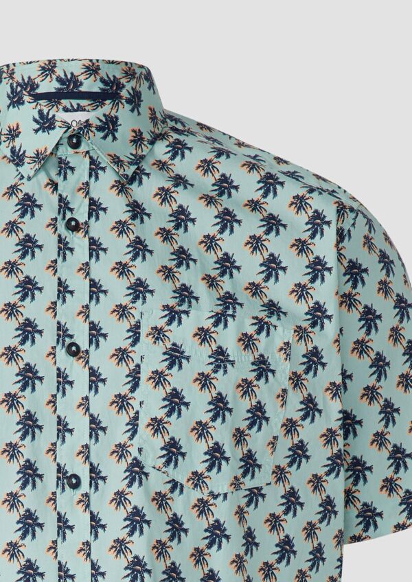 Regular Fit: Gemustertes Kurzarmhemd aus Baumwollstretch