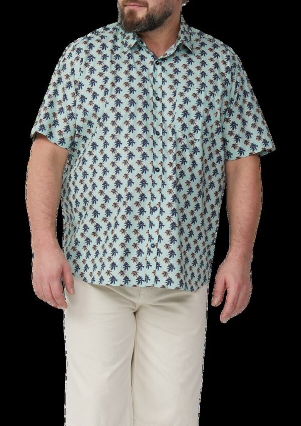 Regular Fit: Gemustertes Kurzarmhemd aus Baumwollstretch