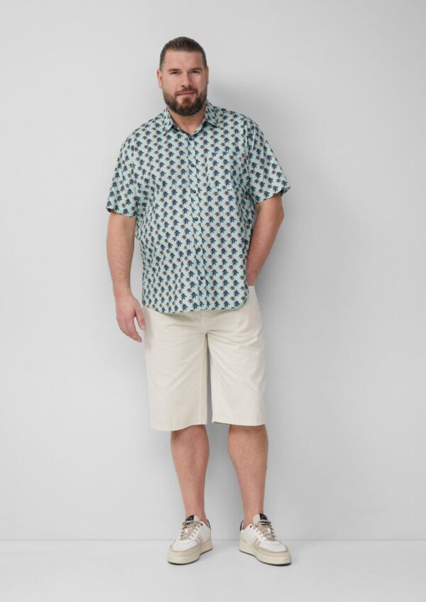 Regular Fit: Gemustertes Kurzarmhemd aus Baumwollstretch