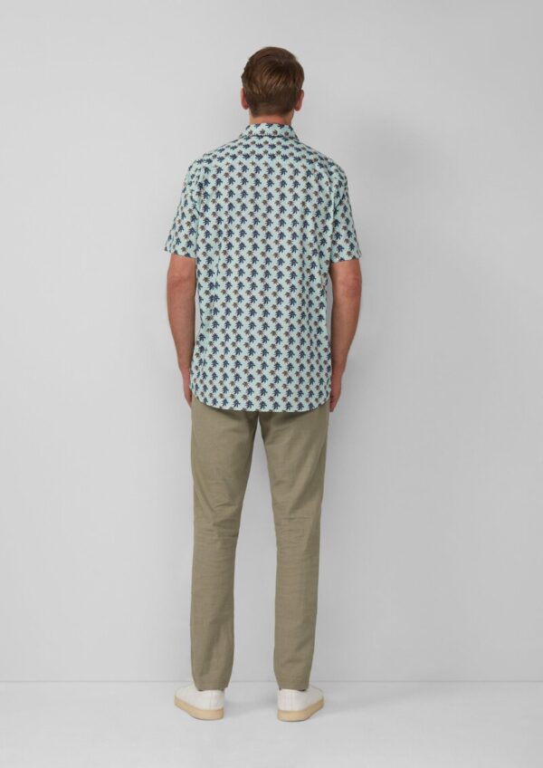 Regular Fit: Gemustertes Kurzarmhemd aus Baumwollstretch