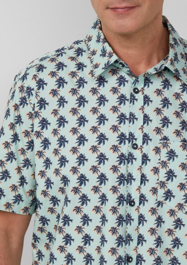 Regular Fit: Gemustertes Kurzarmhemd aus Baumwollstretch