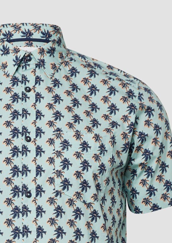 Regular Fit: Gemustertes Kurzarmhemd aus Baumwollstretch