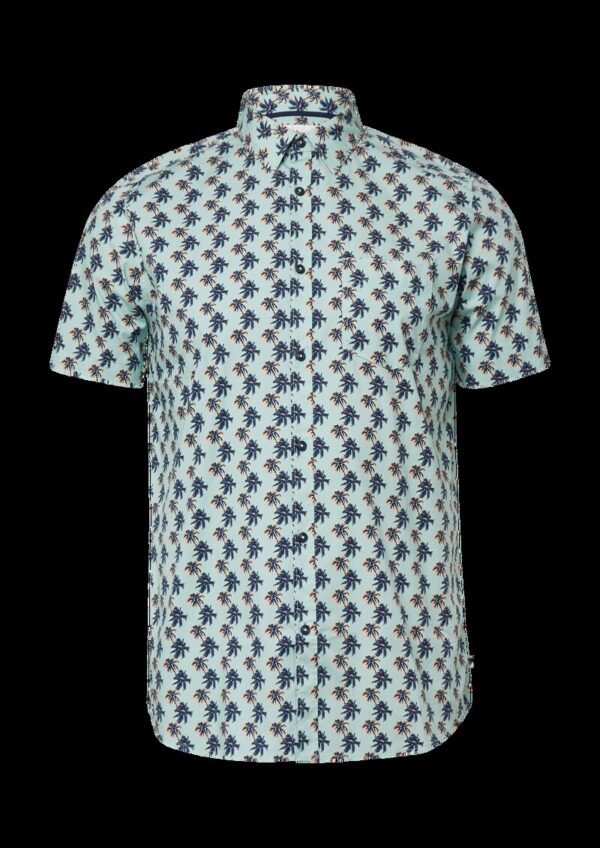 Regular Fit: Gemustertes Kurzarmhemd aus Baumwollstretch