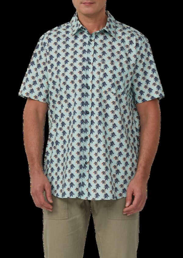 Regular Fit: Gemustertes Kurzarmhemd aus Baumwollstretch