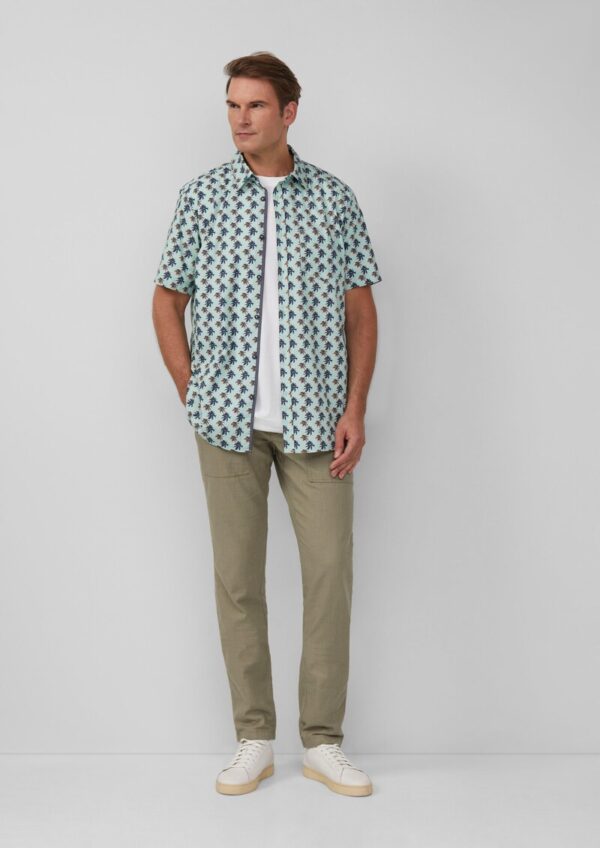 Regular Fit: Gemustertes Kurzarmhemd aus Baumwollstretch