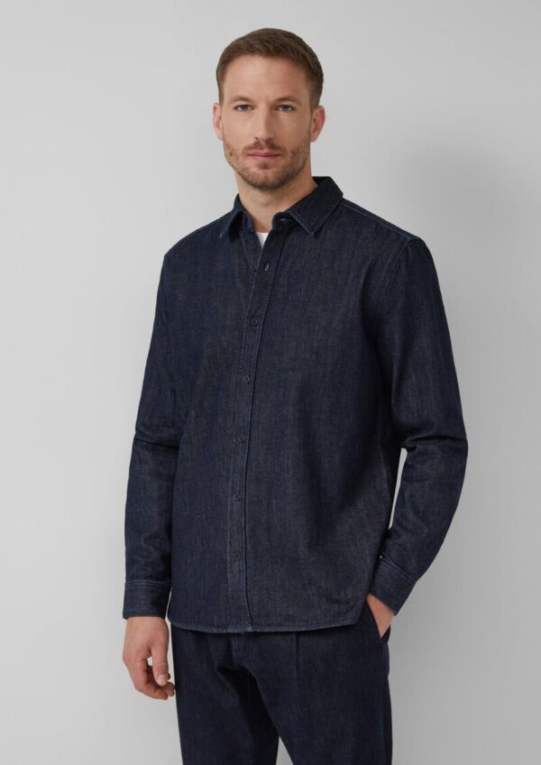 Regular Fit: Langärmeliges Jeanshemd mit Kentkragen