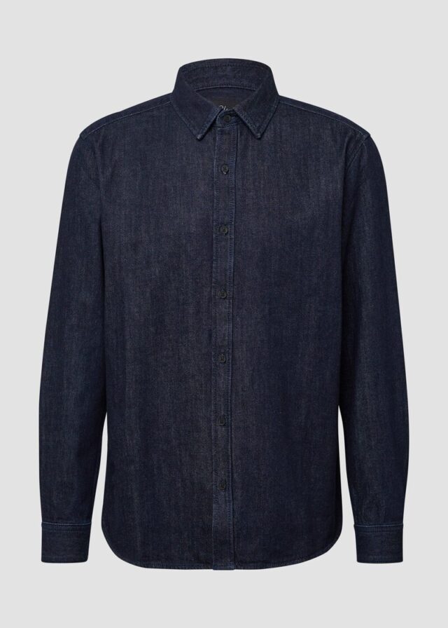 Regular Fit: Langärmeliges Jeanshemd mit Kentkragen