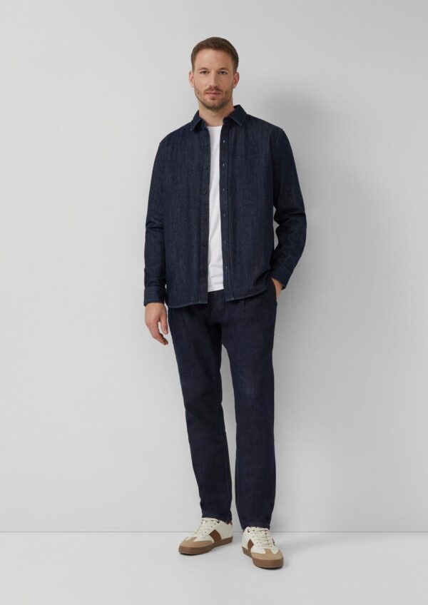 Regular Fit: Langärmeliges Jeanshemd mit Kentkragen
