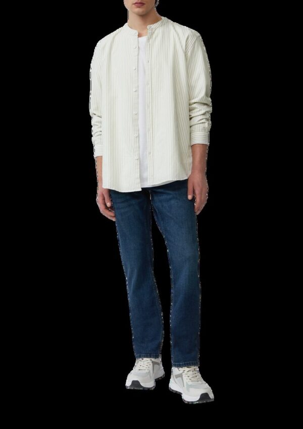 Regular Fit: Gestreiftes Stehkragenhemd aus Baumwolle