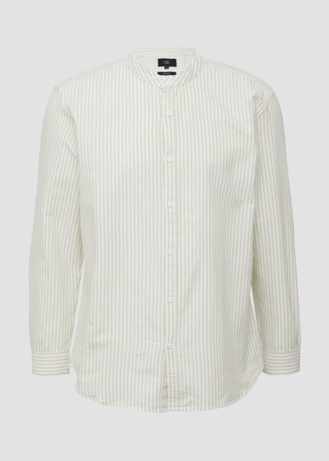 Regular Fit: Gestreiftes Stehkragenhemd aus Baumwolle