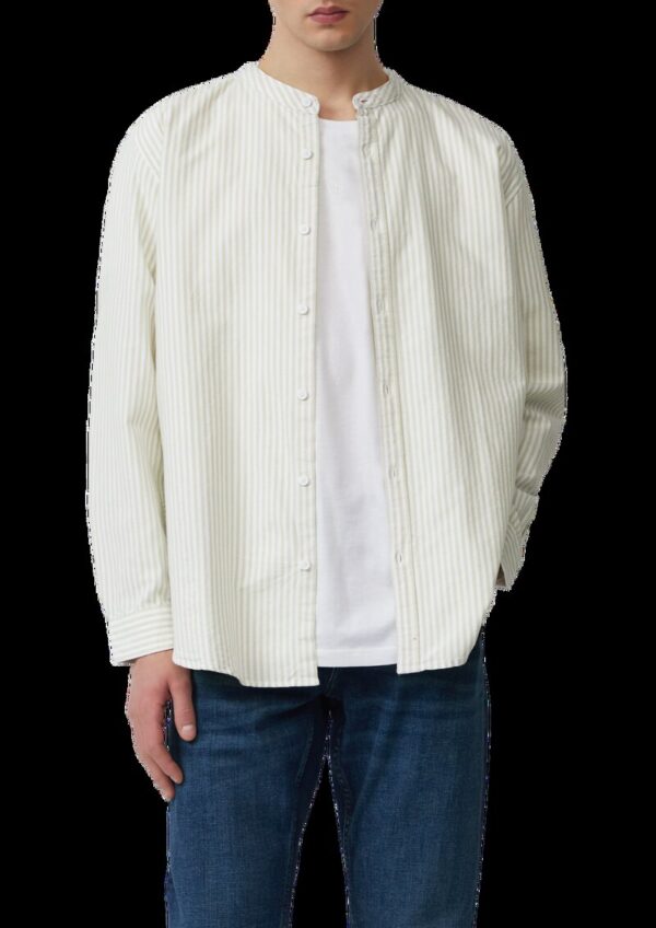 Regular Fit: Gestreiftes Stehkragenhemd aus Baumwolle