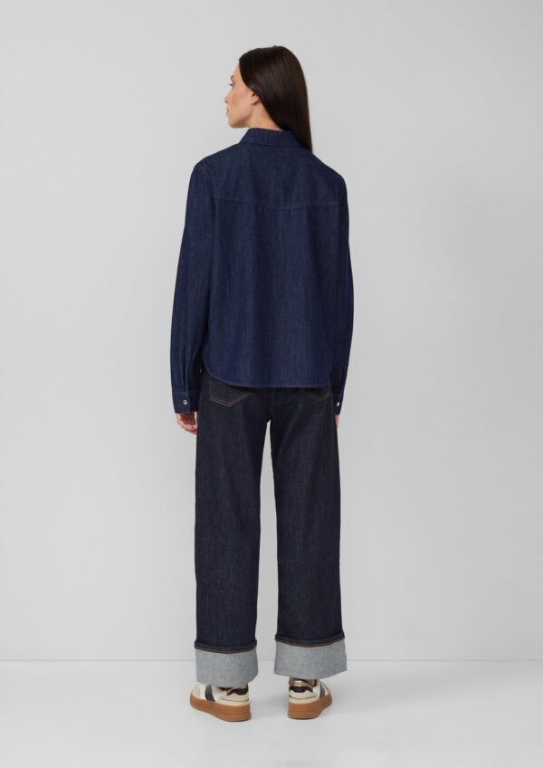 Denim-Bluse mit verdeckter Knopfleiste