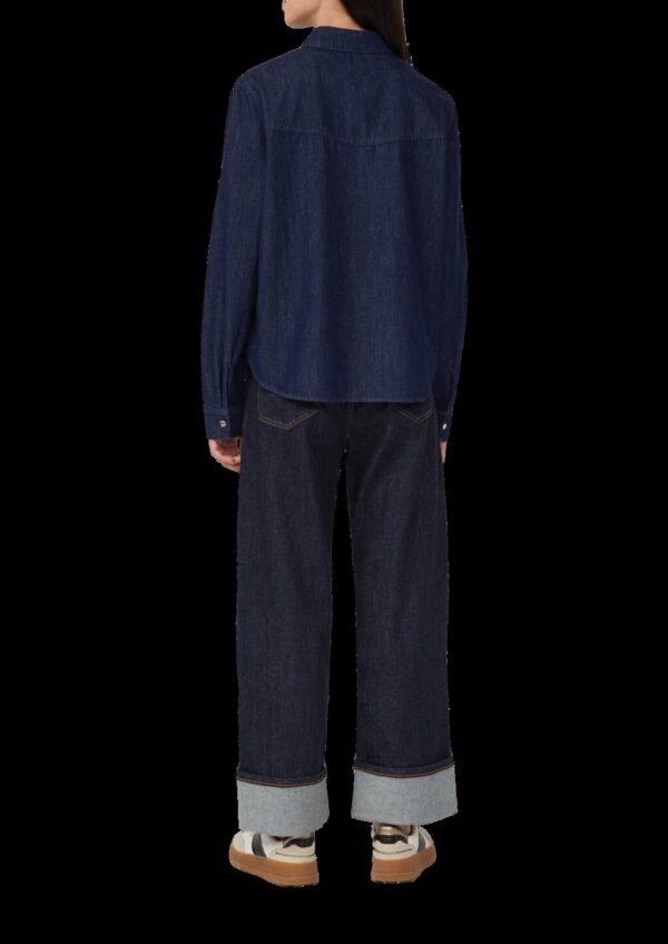 Denim-Bluse mit verdeckter Knopfleiste