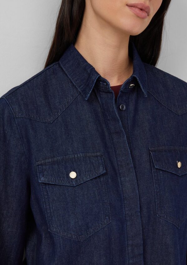 Denim-Bluse mit verdeckter Knopfleiste